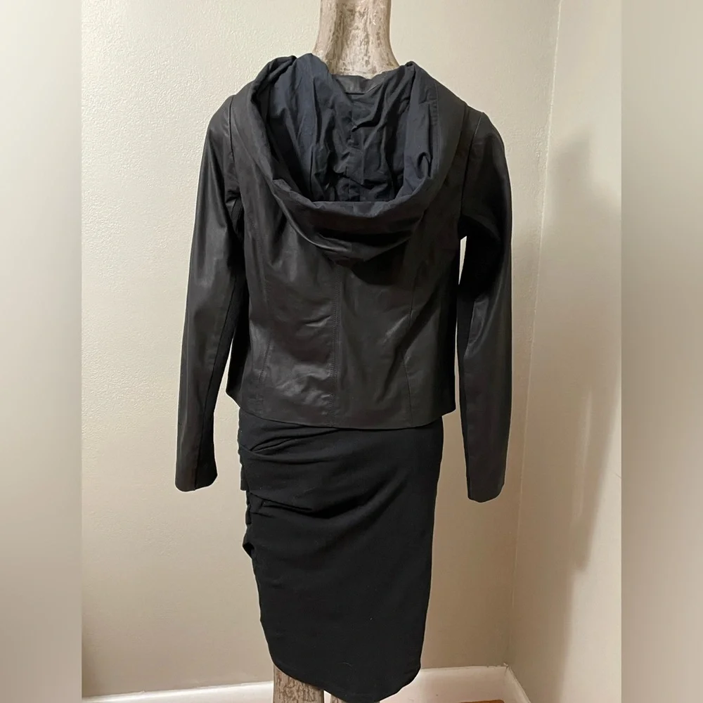 Vince scuba lamb skin leather jacket with hood size XS color black - Picture 5 of 8